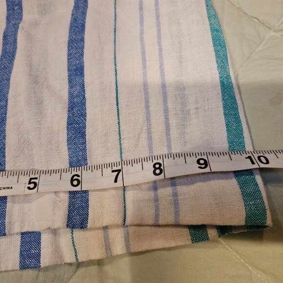 Ellen Tracy Womens Pants XL Blue Teal White Striped Linen Blend Pull On Wide Leg - Picture 6 of 8